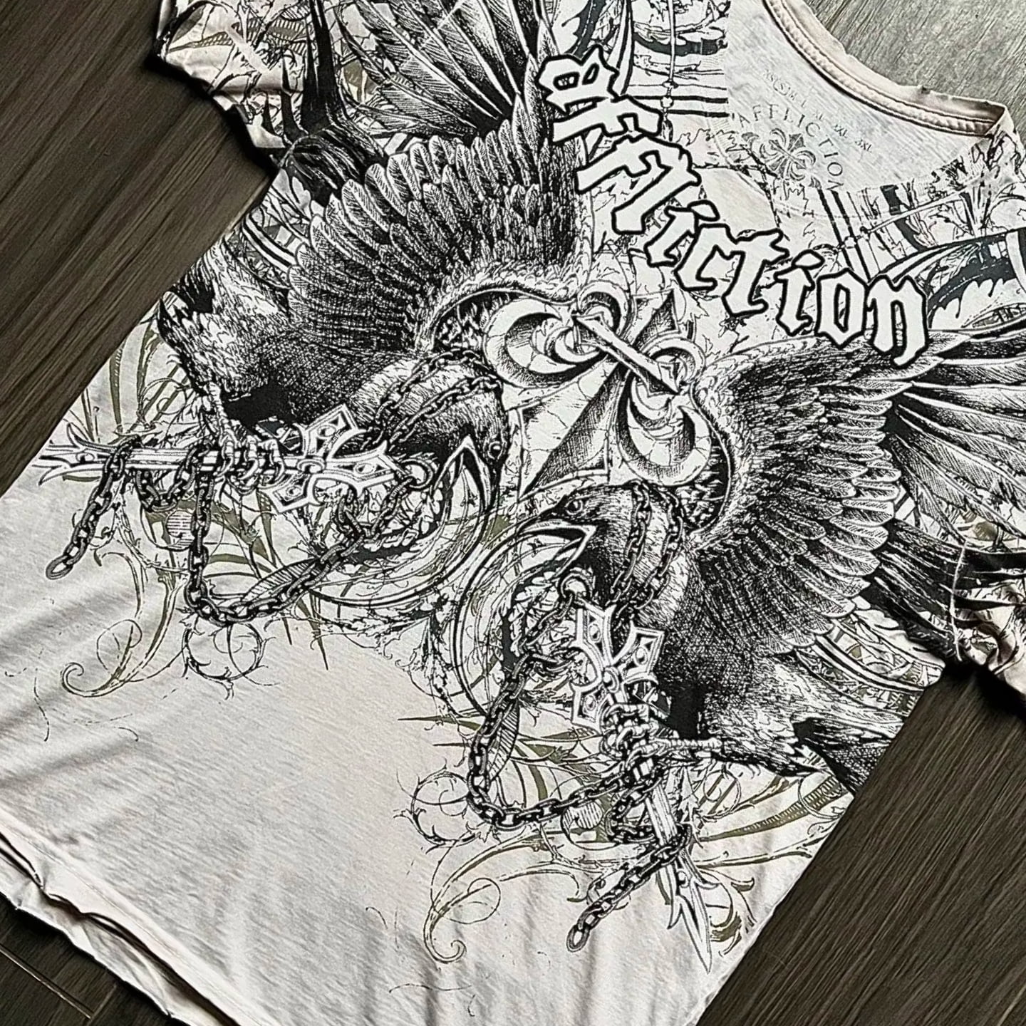 2000s affliction Hip Hop Skull Graphic t shirts Men Streetwear