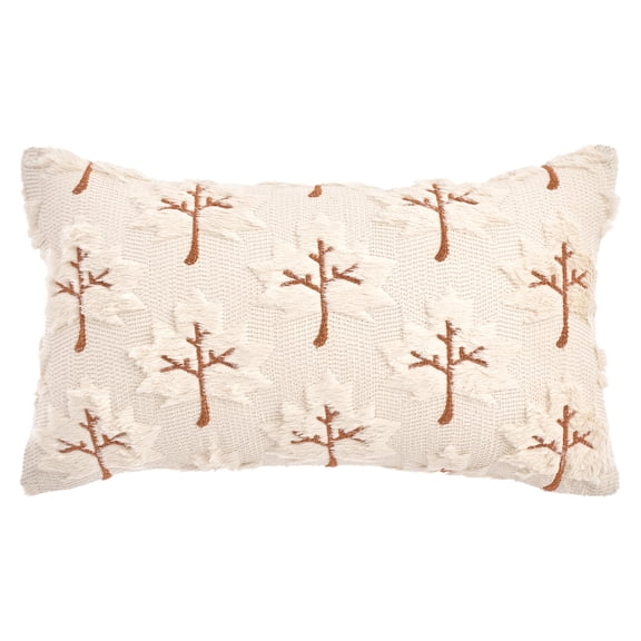 Unique Bargains Maple Leaves Embroidery Throw Pillow Covers Beige 20" x 12"