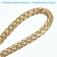 thumbnail image 4 of Braided Leather Keychain with Stainless Steel Key Ring Sleeve, PU Woven Wristlet Lanyard, Golden 2 Pack, 4 of 5