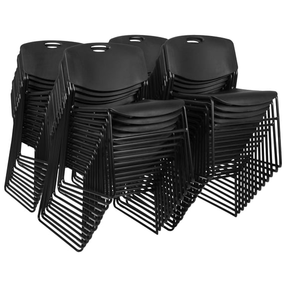 Romig Zeng 400lb Capacity Armless Stackable Chair – Ultra-Compact, Heavy-Duty Metal Frame with Durable Plastic Seat, Space-Saving & Versatile for Offices, Classrooms & Events (Black, 50 Pack)