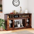 thumbnail image 4 of Gymax TV Stand w/LED Lights & Remote Control Storage Cabinets & Adjustable Shelves Brown, 4 of 10