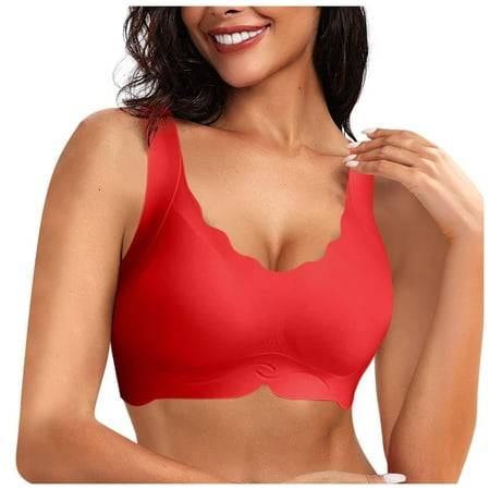 Weikingp Bras for Women  Women S Bras No Underwire Scalloped Up Bras Soft Wireless Comfort Bralettes Full Coverage Everyday Bra Bralettes for Women Plus Size Lingerie Clearance Red 3Xl