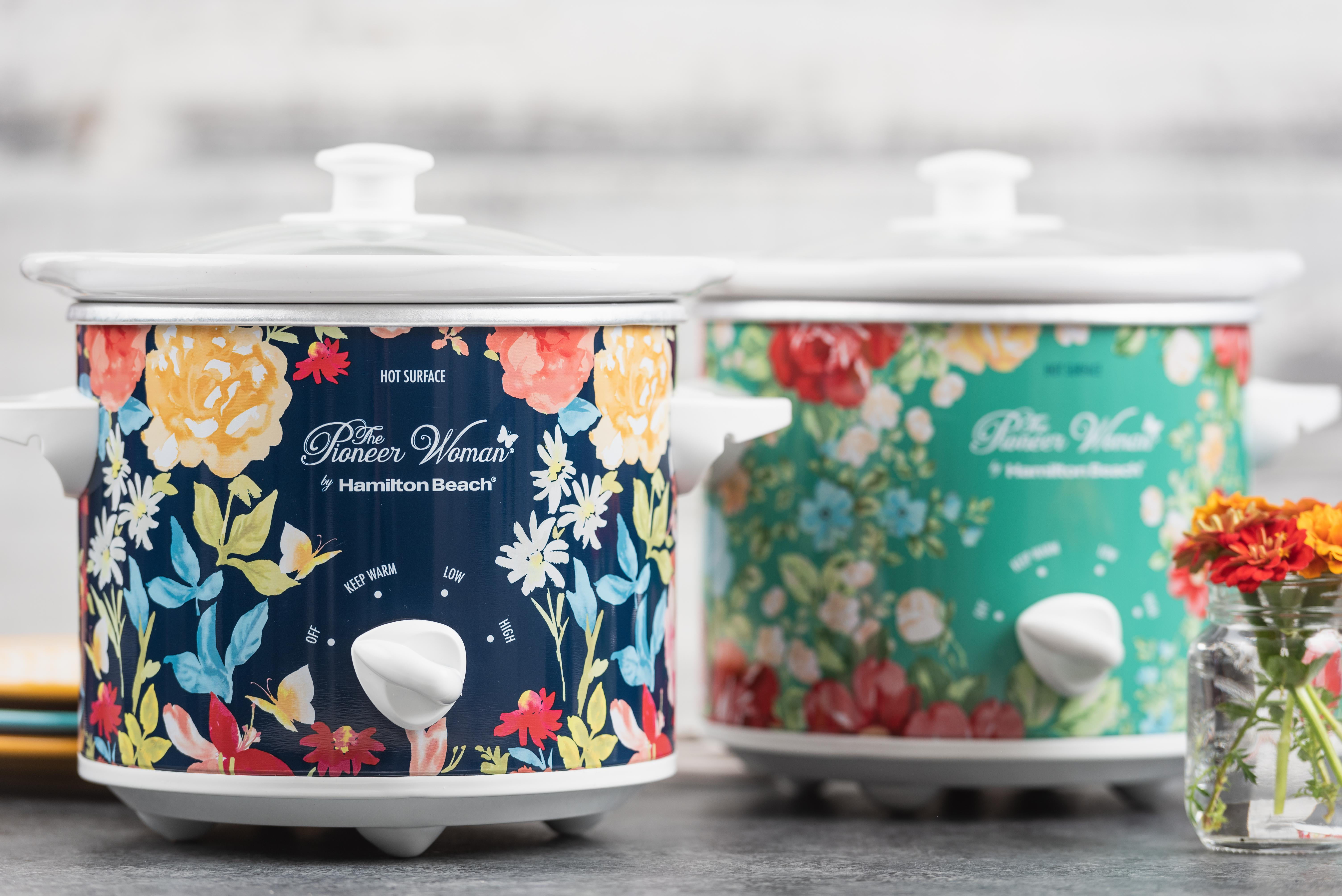Pioneer Woman Sweet Rose and Gingham 1.5-Quart Slow Cookers, Set of 2