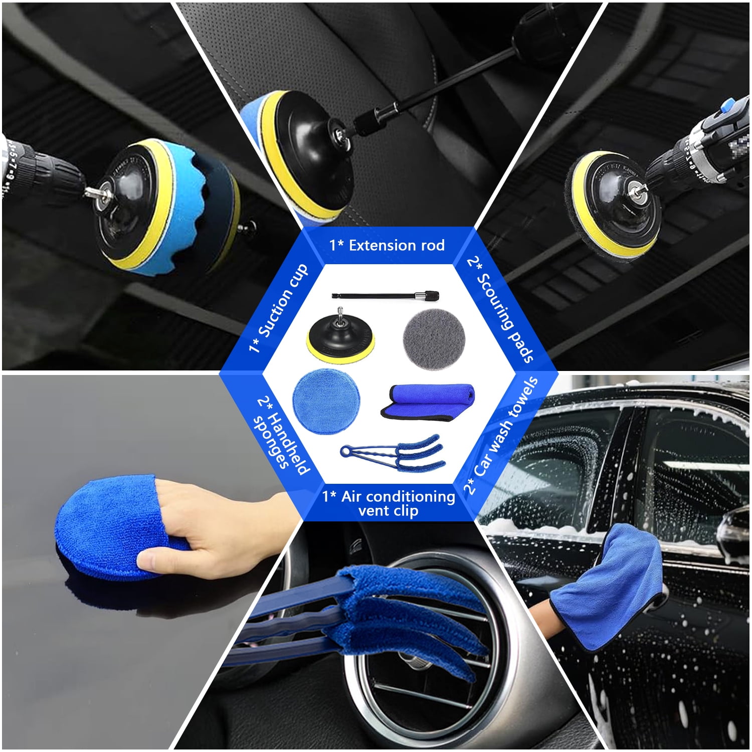 33Pcs Car Detailing Kit,Car Detailing Brush Set,Car Windshield Cleaning Tool,Professional Car Care kit - Car Wash Brush kit for Interior,Exterior,Wheels