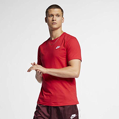 Men's Nike Sportswear Club T-Shirt, Nike Shirt Men with Fit, Red/White, 3XL-T -