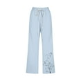 thumbnail image 5 of XuJwPNcy Capri Pants for Women Summer Casual Drawstring Waisted Straight Leg Trousers Printed Cropped Pants with Pockets, 5 of 5