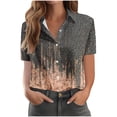 thumbnail image 1 of Blusas para las Mujeres Casual Impreso Manga Corta con Detalle de Bolsillo Y Botón, Camiseta de Poliéster Suave para Uso Diario en Casa O Trabajo, Estilo de Verano de Moda, 1 of 6