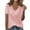 Pink, variant on Duoif Womens Tops Shirts for Women, Women's Spring/Summer V Neck Solid Color Base Thin Striped Strip Short Sleeved T Shirt Tops for Women Trendy Army Green L