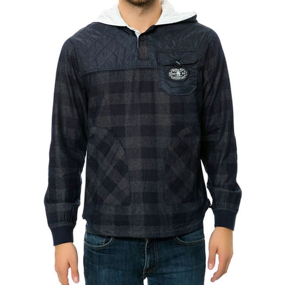 Born Fly Mens The Duel Woven Popover Hoodie Sweatshirt, Blue, Small