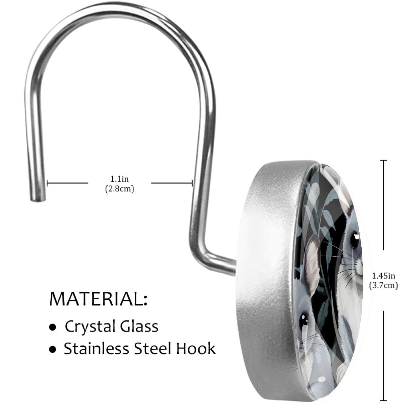 HemaKayy 12 Pcs Decorative Shower Curtain Hooks - Stainless Steel Rings for Bathroom Décor - Easy Glide & Secure Hold - Perfect Decoration for Bathroom Shower Rods - Pet Cats