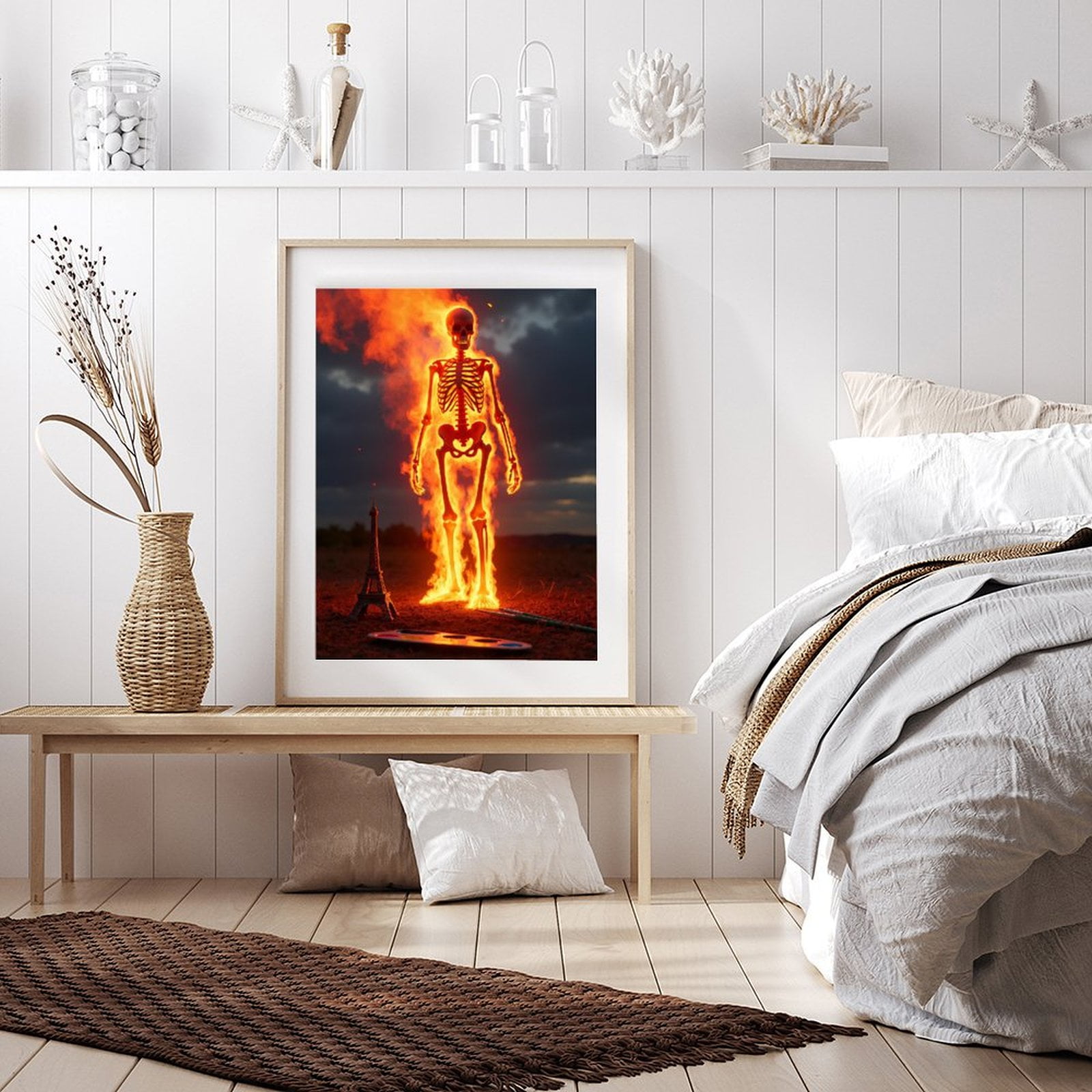 Diamond Art Kit for Adults, Skeleton In Flames With Miniature Tower Diamond Painting for Adults Beginners, DIY Diamond Art Painting Kits, 5D Diamond Painting Crafts for Home Decor 12x16 Frameless