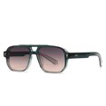 thumbnail image 1 of Lunettes de Soleil Rétro Double Ponts Carrés Femmes Dégradé UV400 Marque de Mode Rivets Designer Hommes Lunettes de Soleil Vert Foncé Gris Rose comme sur l'Image, 1 of 6