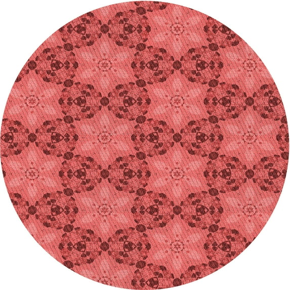 Ahgly Company Machine Washable Indoor Round Transitional Red Area Rugs, 8' Round