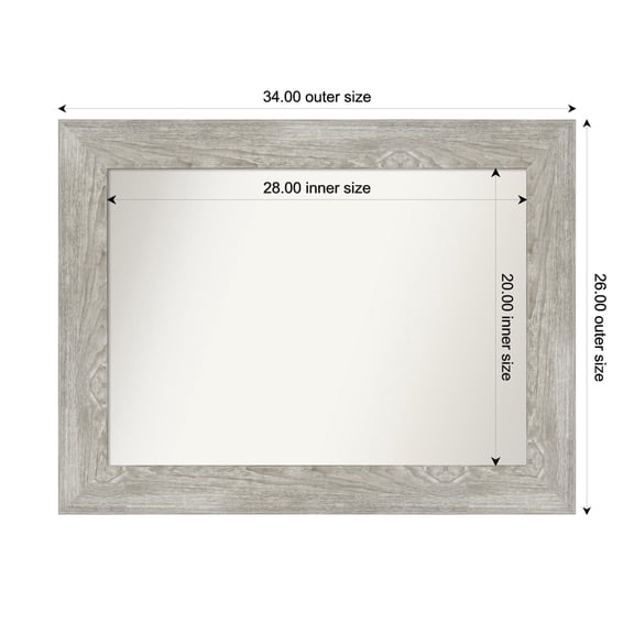 Amanti Art Custom Framed Wall and Bathroom Mirror (26 x 34 in.), Dove Greywash Frame