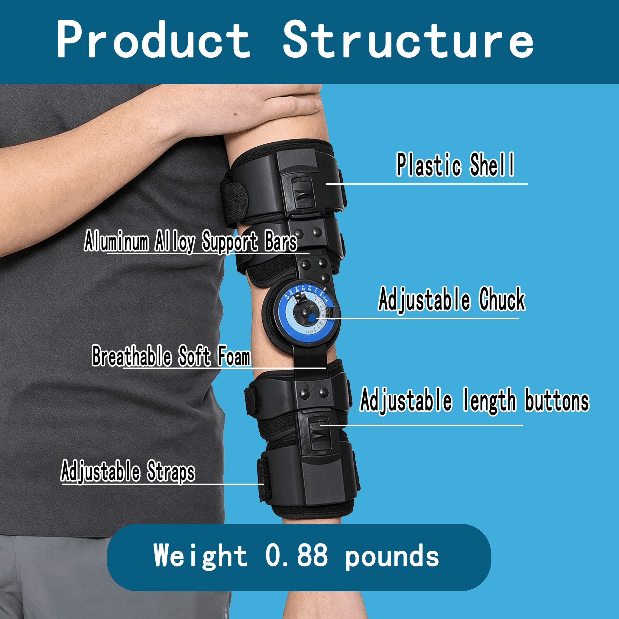 Hinged ROM Elbow Brace, Range of Motion Support Sling Stabilizer for Dislocated Arm, Post Tendon Injury & Surgery Pain Relief Recovery (Left)