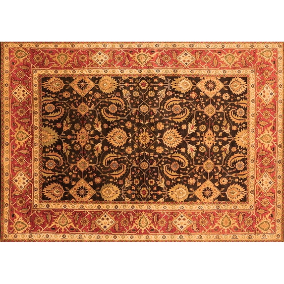 Ahgly Company Indoor Rectangle Oriental Orange Industrial Area Rugs, 8' x 12'