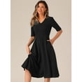 thumbnail image 4 of DARING DIVA V Neck Half Sleeve Swing Vintage Dress L Black, 4 of 6
