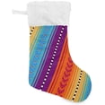 thumbnail image 7 of SKYSONIC Christmas Stocking Personalized Mexican Serape Stripes Large Candy Stocking Hanging Gift Xmas Stockings Decoration 1 PC for Family Holiday Party Ornaments Decor Fireplace, 7 of 7