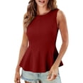 thumbnail image 2 of Yourumao Womens Tank Tops Ruffle Hem Sleeveless Babydoll Peplum Tunics Round Neck Dressy Casual Tanks Solid Summer Fashion Tshirts for Outdoor, 2 of 8