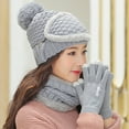 thumbnail image 3 of 4PCS Women Beanie Knit Hat Fleece Lined, Winter Scarf Mask Set, Girls Warm Hat Earmuffs Cap Pom, 3 of 4