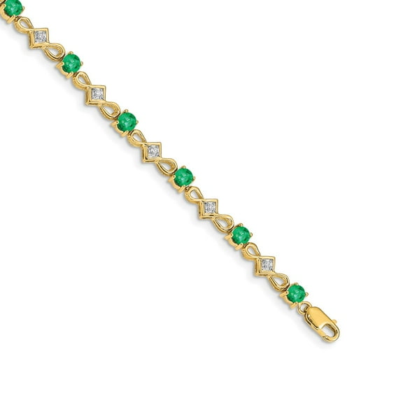 Primal Gold 14 Karat Yellow Gold Diamond and Emerald Bracelet