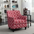 thumbnail image 2 of Bowery Hill Tissu Rembourré Trèfle Imprimé Accent Fauteuil en Rouge, 2 of 10
