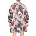 thumbnail image 2 of Wearable Oversized Blanket,Beige Skull Crow Flower Pattern Wearable Blanket Hoodie for Adults,Cozy Hooded Blankets with Super Pockets,Super Warm Fuzzy Pullover for Women & Men, 2 of 6