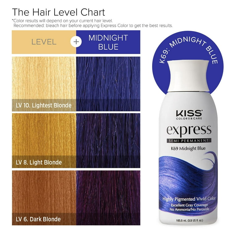 KISS Express Color Semi-Permanent Hair Color, Midnight Blue [K69