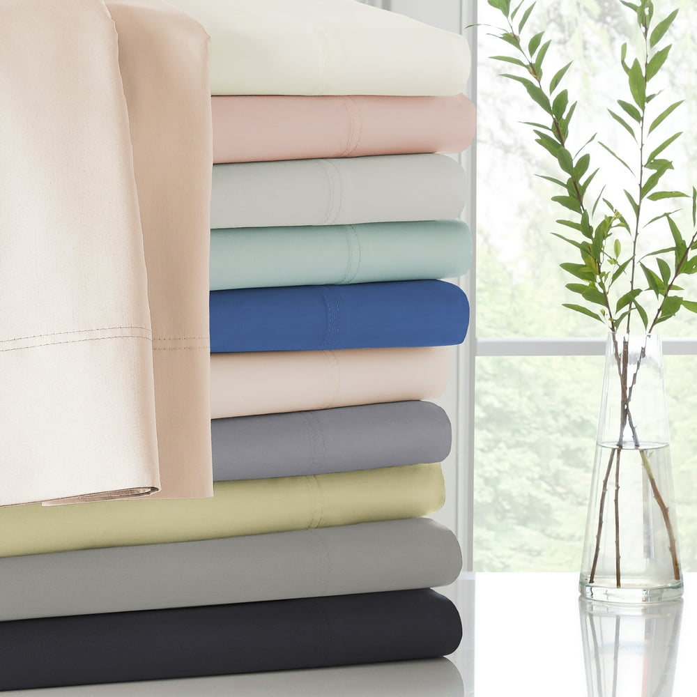 Color Sense Cool Crisp 100 Cotton Percale Sheet Sets Queen Medium Gray