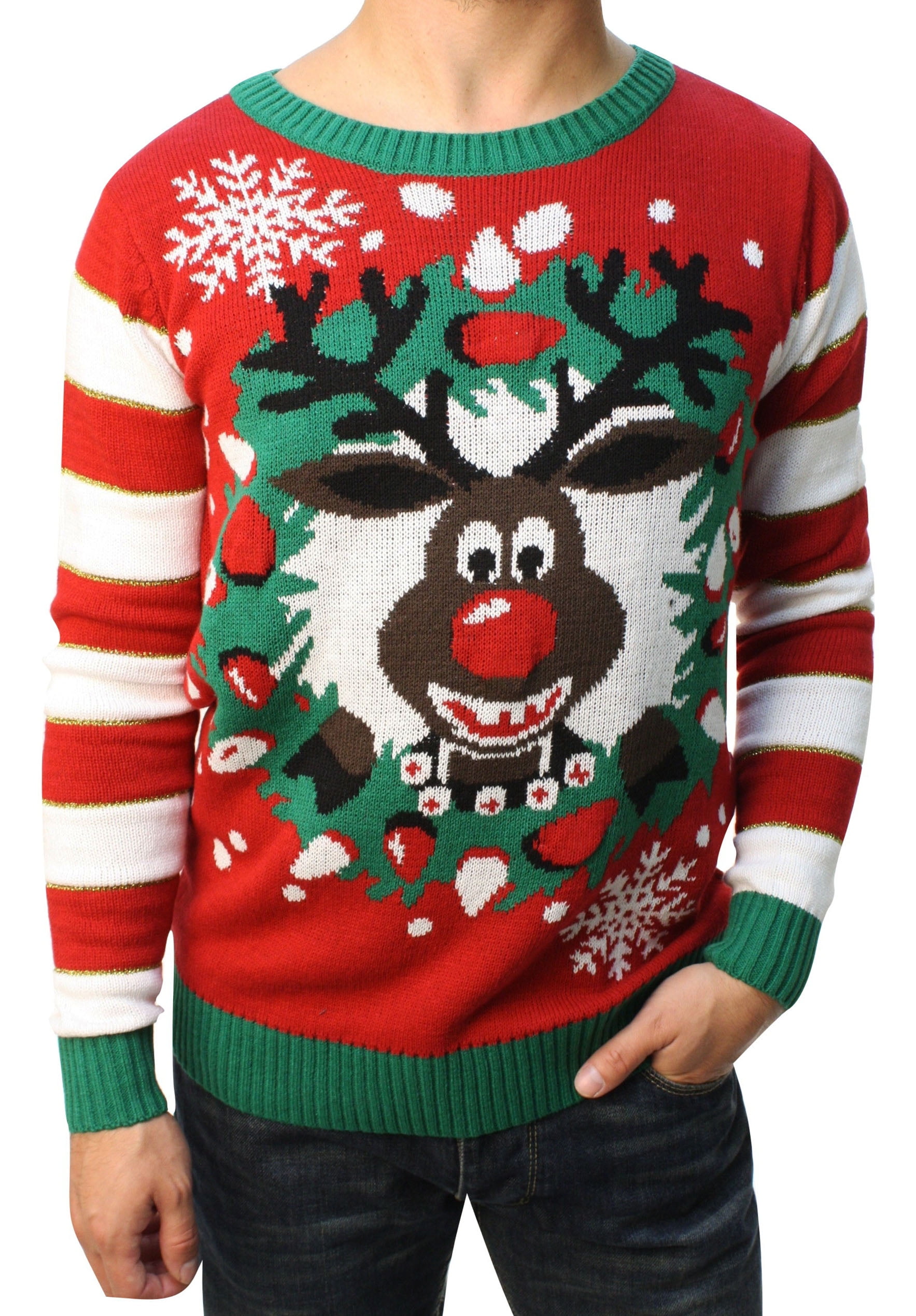 Boys Sweaters Boys Girls Rudolph Pom Pom Elf Christmas Sweater Kids ...