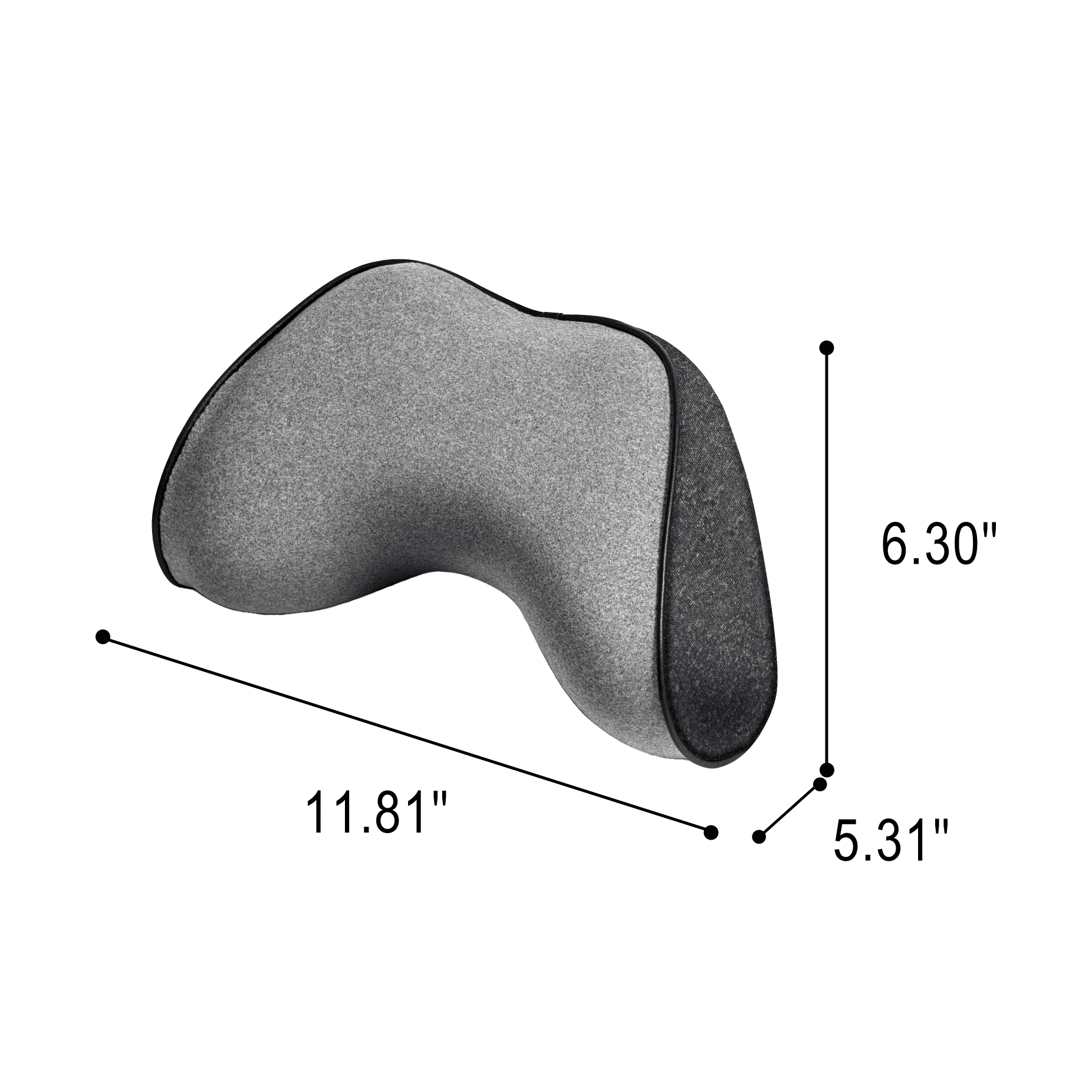 (2 pack) Auto Drive 1 Piece Memory Foam Car Head Support Polyester Gray - Universal Fit, 22CU15