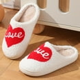 thumbnail image 3 of BERANMEY Cute Valentine's Day Slippers for Women Soft Plush Comfy Warm Slip-On Heart Love Couple Slippers fo Women Indoor Fluffy House Slippers for Women and Men Non-slip Fuzzy Flat Slides, 3 of 9