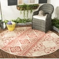 thumbnail image 2 of SAFAVIEH Beach House Justine Geometric Indoor/Outdoor Area Rug, Red/Creme, 4' x 4' Round, 2 of 6