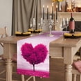 thumbnail image 2 of Table Runners 72 Inches Long Dress Scarves, Valentine's Day Farmhouse Kitchen Table Runner, Coffee Tablerunners, Pink Love Heart Trees Spring Romance 16x72 Inch, 2 of 9