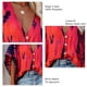 thumbnail image 2 of Blusa De Gasa Con Manga De Murciélago, Parte Superior De Gasa Teñida Anudada A Máquina, Cuello En V Profundo, Ajuste Holgado Para Compras Para Mujeres Para Vacaciones ZAQW M rojo, 2 of 5