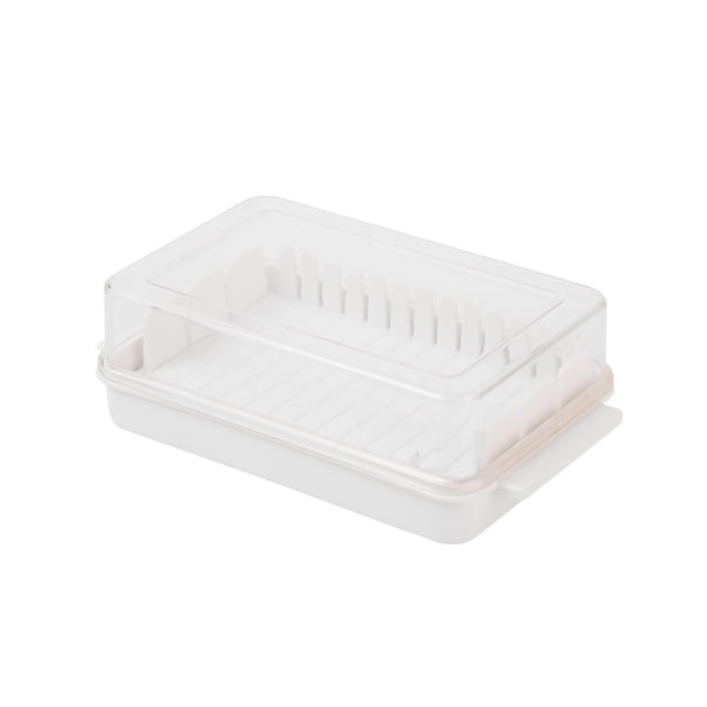 Plateau à Beurre Fournitures de Cuisine Boîte de Découpe de Beurre avec Couvercle Transparent Conservation Multifonctionnelle pour Réfrigérateur Blanc