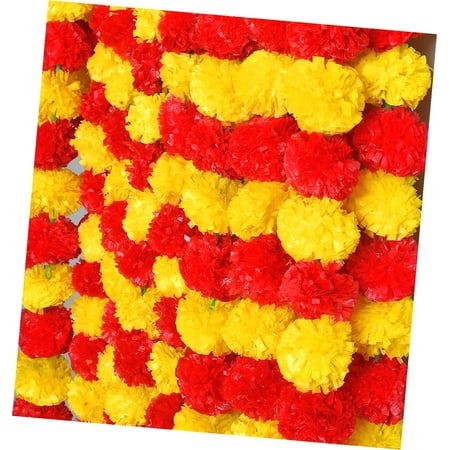 SKYSONIC Artificial Marigold Garland for Decoration 5 Pcs of 5 feet Long Strands Artificial Marigold , Decor for Pooja, Wedding Christmas,