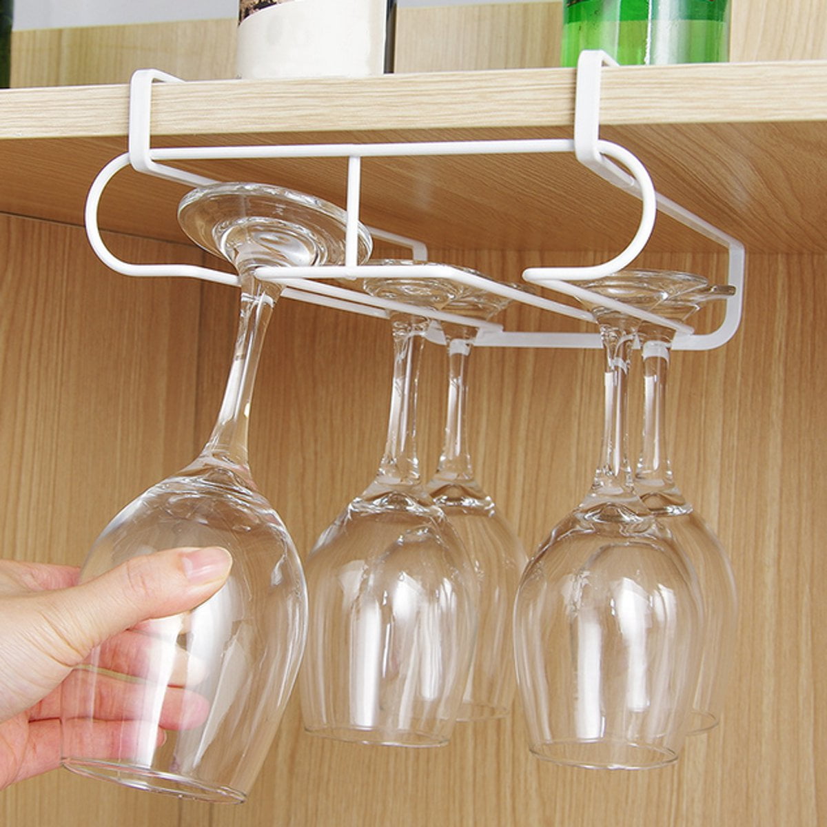 2 Rows Wine Glass Rack Stemware Holder Under Hanging Bar Hanger