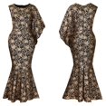 thumbnail image 2 of Women's Sexy Banquet Mermaid Dress Long Skirt One-Shoulder Hot Gold Dress, 2 of 8
