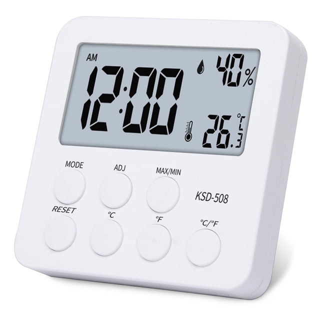 Naiovety Termómetro higrómetro electrónico inalámbrico automático, medidor de temperatura para el hogar, medidor de humedad, reloj LED MIN Termómetros