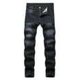 thumbnail image 2 of uublik Men's Ripped Jeans Slim Fit Skinny Stretch Comfy Denim Jeans Pants Black, 2 of 5