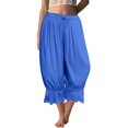 thumbnail image 3 of Yungyresw Women's Casual Bloomer Pants Ruffled Lace Trim Drawstring Lounge Pants Wide Leg Harem Pants Women With Pockets Royal Blue M, 3 of 6
