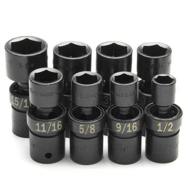 SK PROFESSIONAL TOOLS 34301 1/2" Drive Impact Socket Set, SAE, 8 pcs