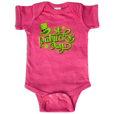 

Inktastic St. Patrick s Day Hand Lettering with Green Top Hat Gift Baby Boy or Baby Girl Bodysuit