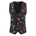 thumbnail image 1 of Mens Vintage Musical Note Printed V-neck Vest Best Gift, 1 of 3