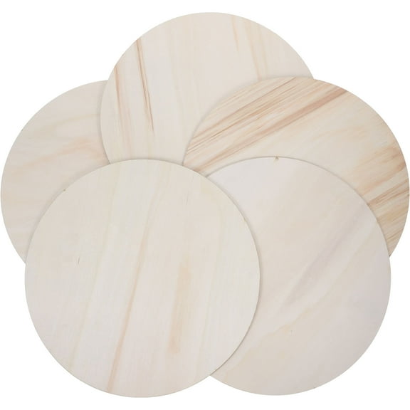 TEHAUX Circular Wooden Circles 5Pcs 11.8X11.8X0.08In