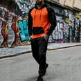 thumbnail image 3 of Havenre Tracksuit 2 Pieces Set for Men Casual Color Block Drawstring Long Sleeve Hooded Pullover Sweatshirt and Lightweight Jogger Pants Sweatsuit with Pockets Orange XXXL, 3 of 10
