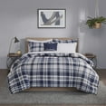 thumbnail image 1 of Madison Park Essentials Lit en Sac Confortable - Couette Réversible avec Ensemble de Draps Complet, Design Cabane Décontracté à Carreaux, Housse Toutes Saisons, Coussin Décoratif, Carreaux Patrick Marine Très Grand(104"x92 Pouces) 8 Pcs, 1 of 1