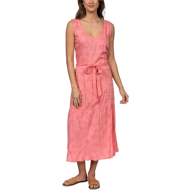 Hurley Womens Monroe High Slit Blouson Maxi Dress peachblossom S