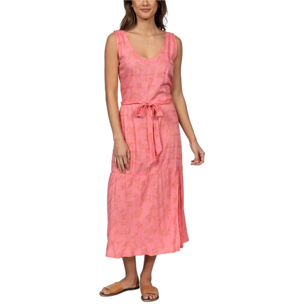 Hurley Womens Monroe High Slit Blouson Maxi Dress peachblossom S